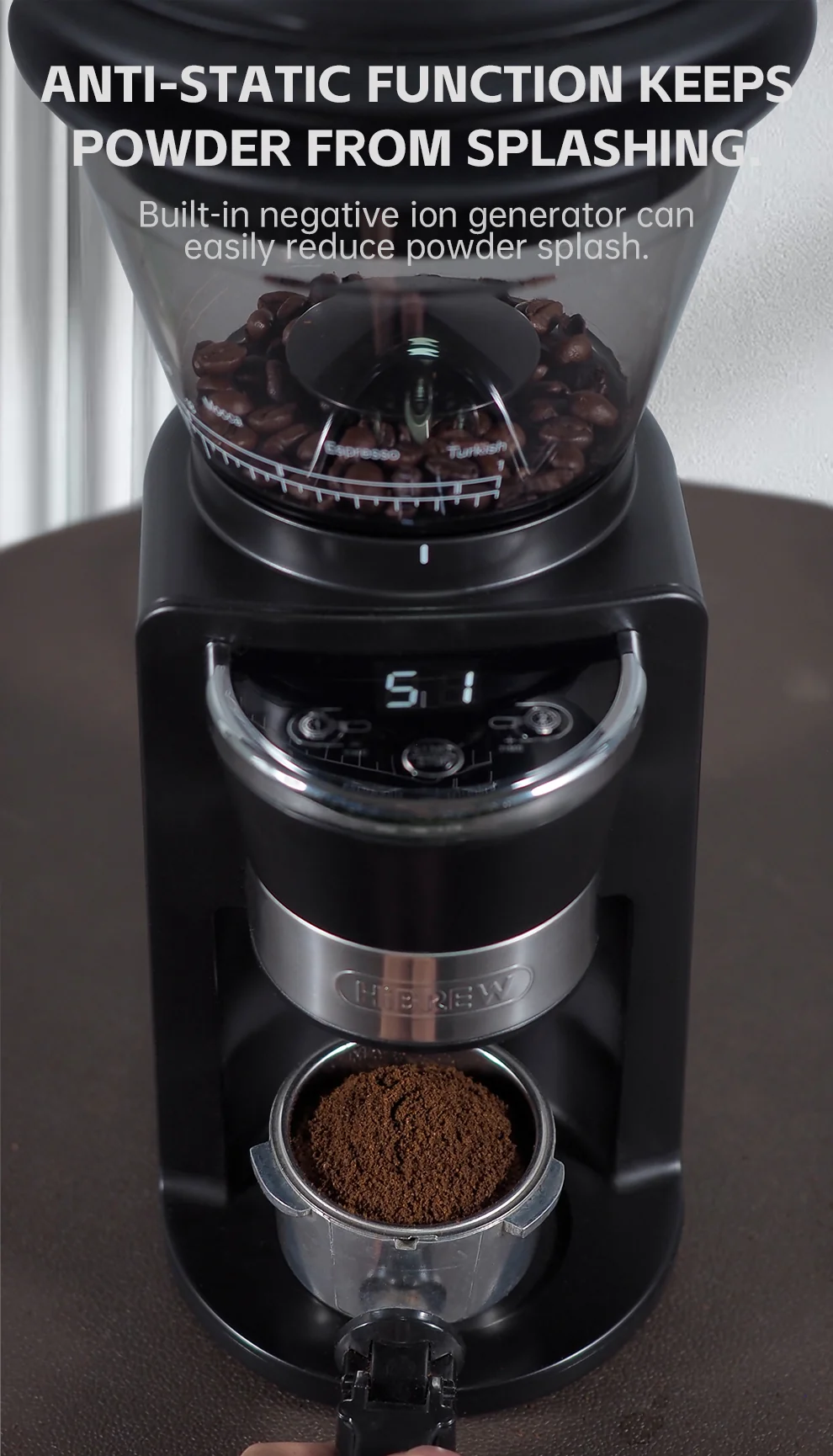 HiBREW Automatic Burr Mill Electric Coffee Grinder with 31 Gears G3 - Image 12