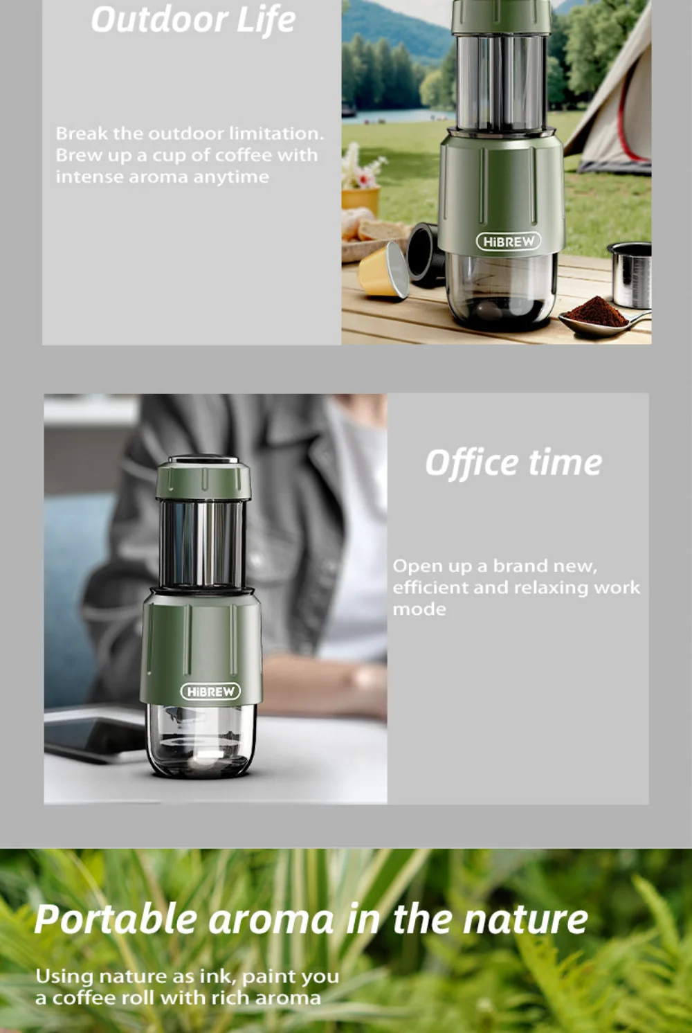 HiBREW 2 in 1 Portable Espresso Maker For Capsule & Ground Hand Press Brewer H4D - Image 3