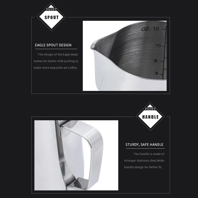 HiBREW 350ml & 450ml Milk Pitcher - Image 3