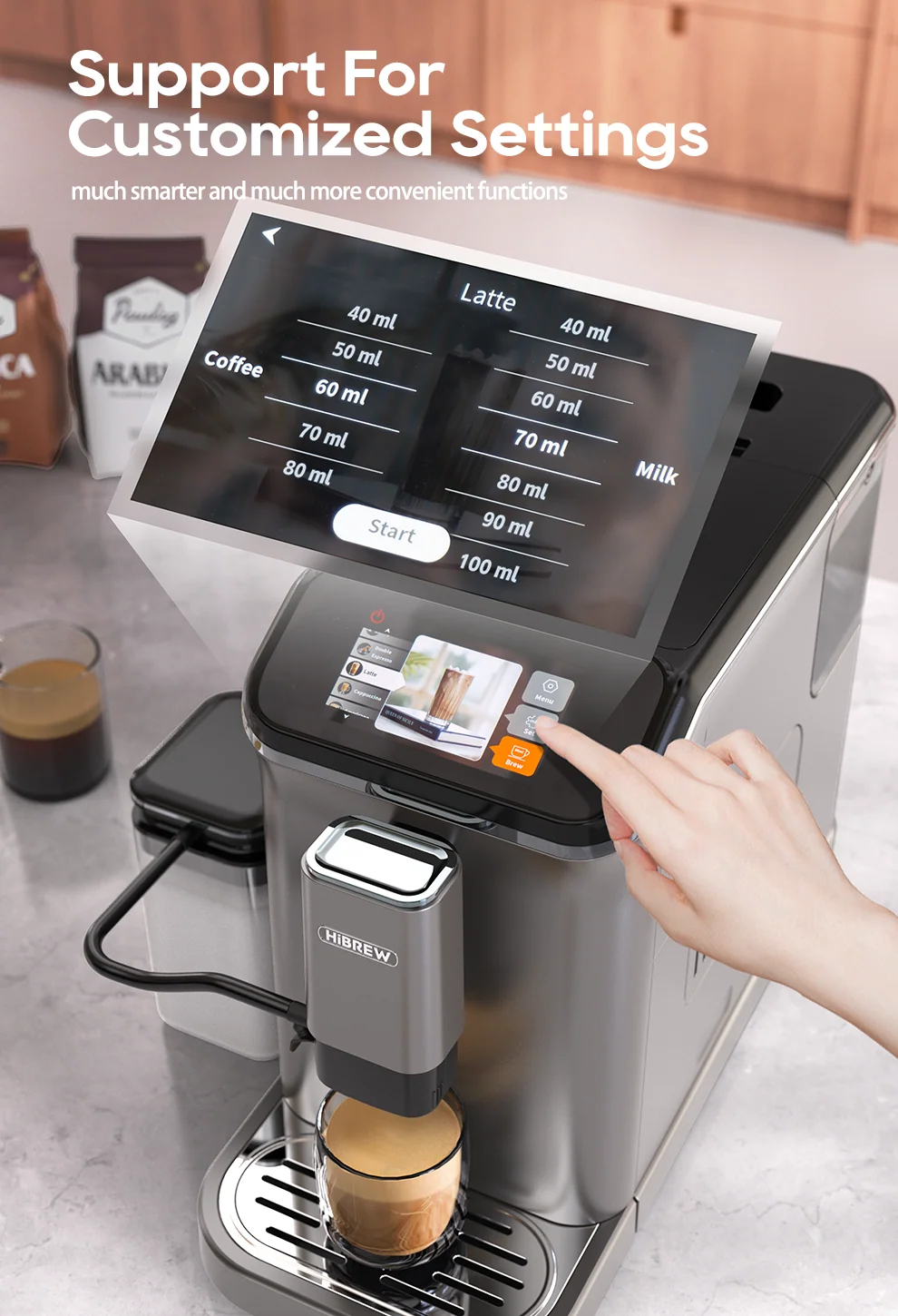 HiBREW Fully Automatic Espresso Machine Cappuccino With Grinder H16 - Image 6