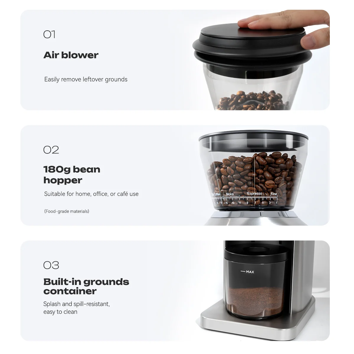 HiBREW G3 Plus: 31-Level Precision, Plasma Anti-Static, Smart Touchscreen Coffee Grinder – Perfect for Espresso, Pour Over & More - Image 18