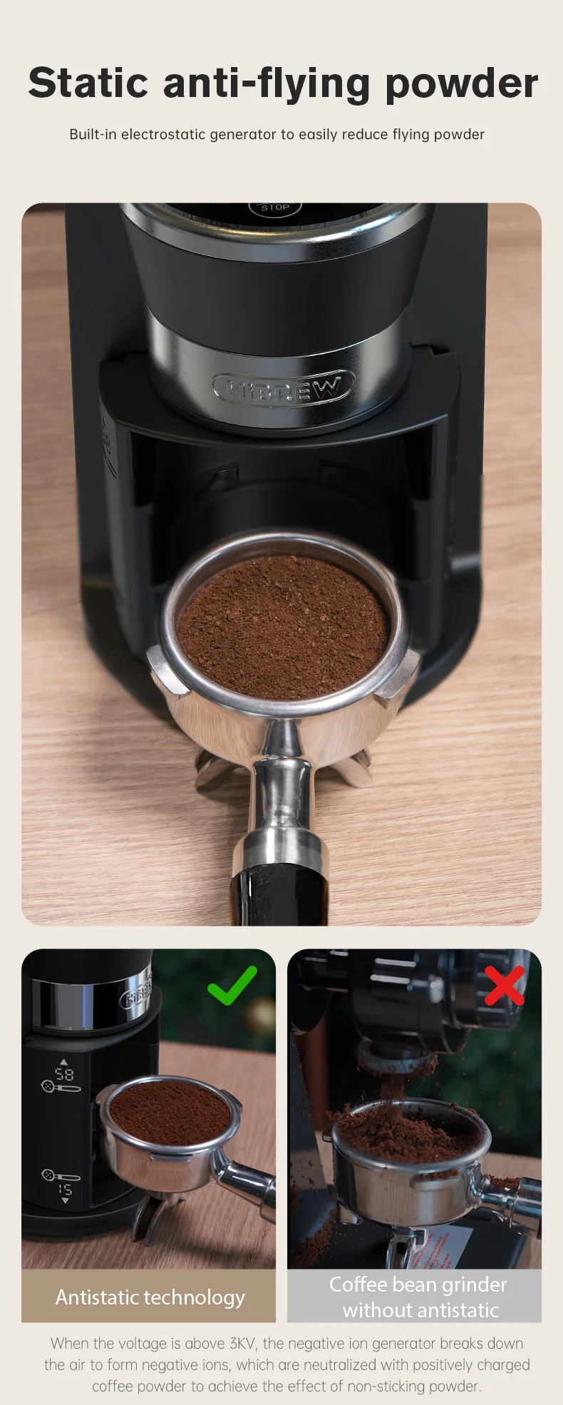 HiBREW Automatic Burr Mill Electric Coffee Grinder with 31 Gears Visual Bean Storage G3A - Image 12