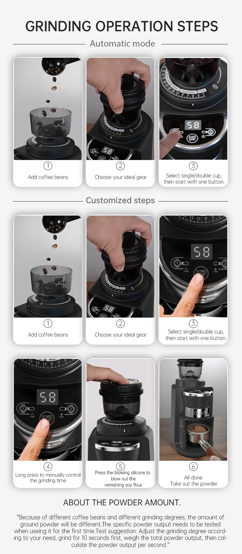 HiBREW Automatic Burr Mill Electric Coffee Grinder with 31 Gears Visual Bean Storage G3A - Image 16