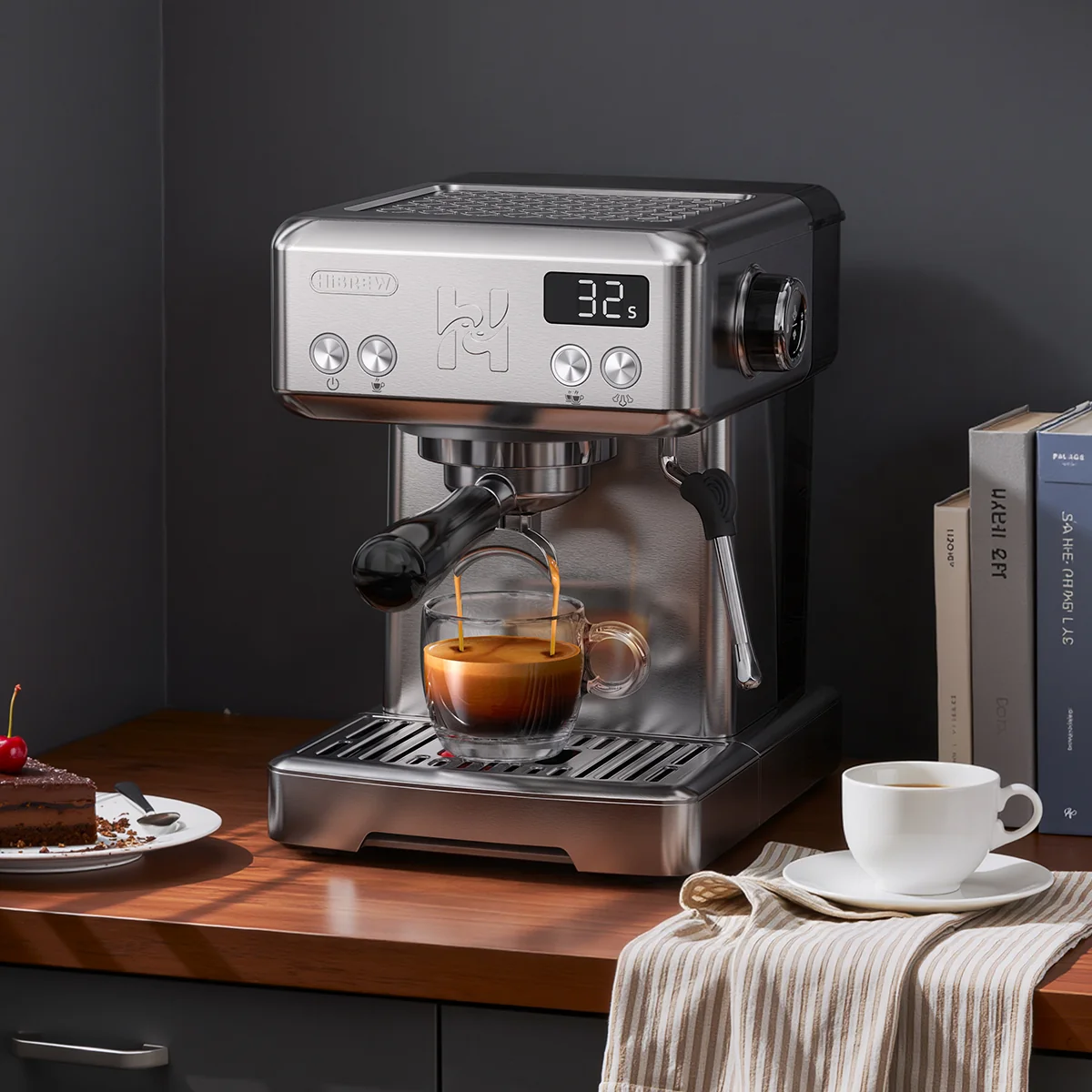 HiBREW H10 Semi-Automatic Espresso Machine | 15Bar Pump | 1.8L Tank | Adjustable Temperature Control - Image 11