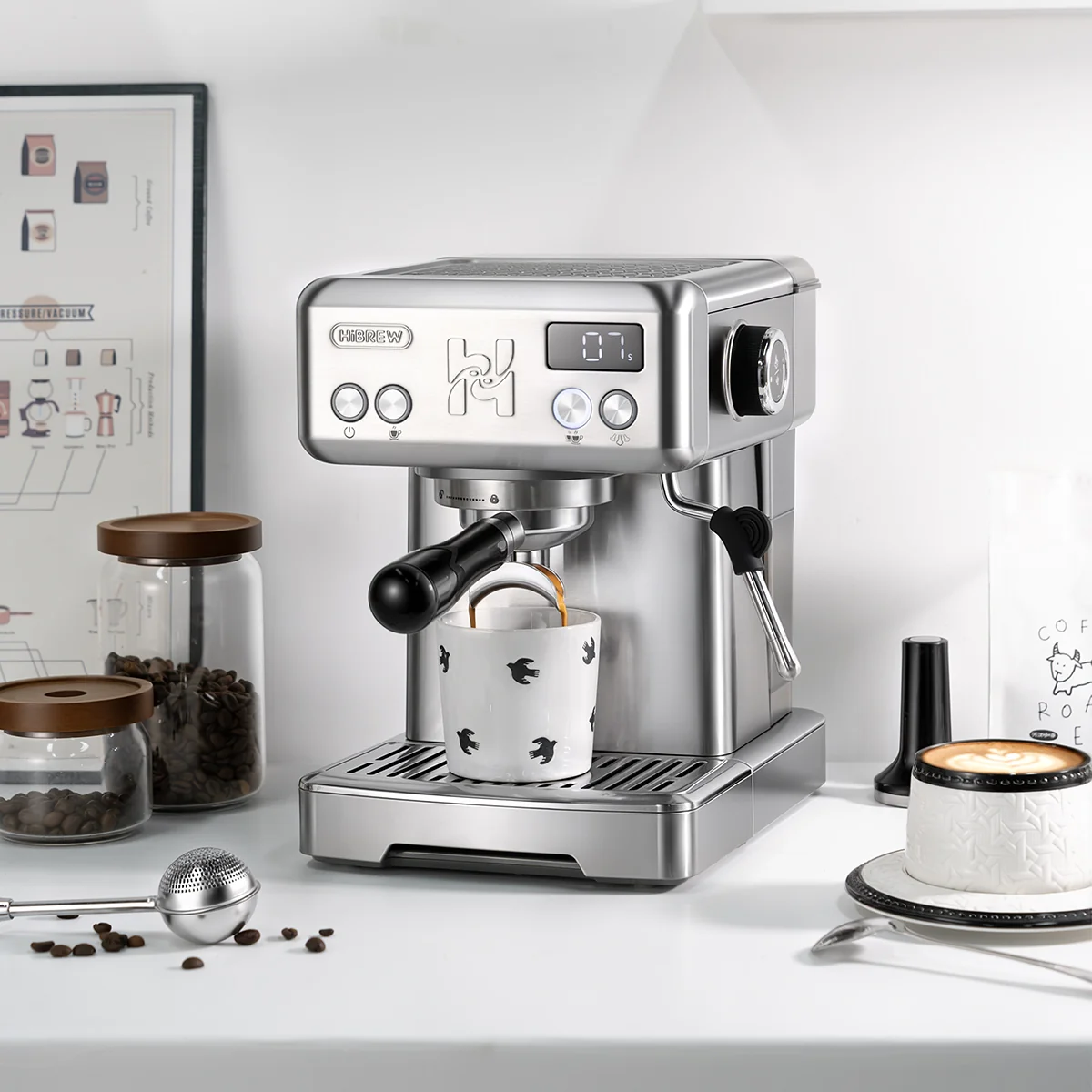 HiBREW H10 Semi-Automatic Espresso Machine | 15Bar Pump | 1.8L Tank | Adjustable Temperature Control - Image 8