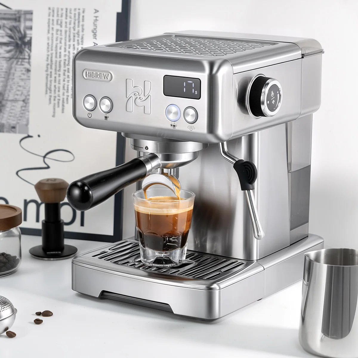 HiBREW H10 Semi-Automatic Espresso Machine | 15Bar Pump | 1.8L Tank | Adjustable Temperature Control - Image 9