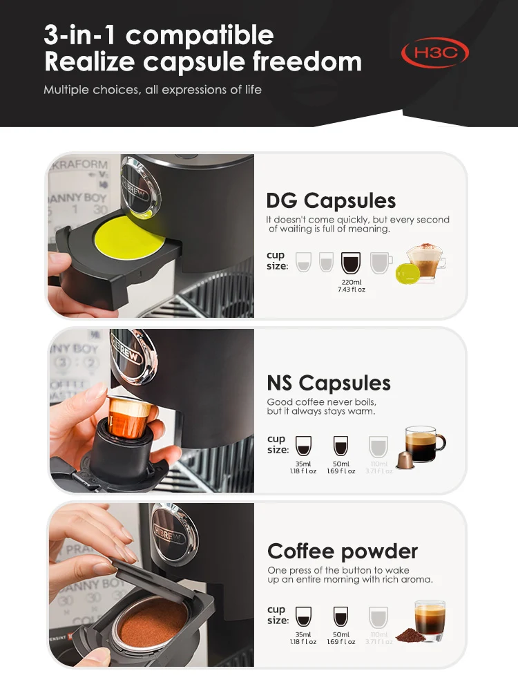 HiBREW H3C Coffee Machine – 3-in-1 Capsule Freedom with 7-Level Temperature Control - Image 6