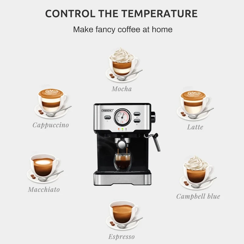 HiBREW 20 Bar Espresso inox Semi Automatic Coffee Machine Cafetera H5 - Image 6