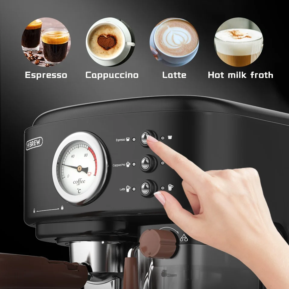 HiBREW Fully Automatic Espresso Cappuccino Latte 19Bar 3 in 1 Coffee Machine Automatic hot milk froth ESE pod&Ground Coffee H8A - Image 5