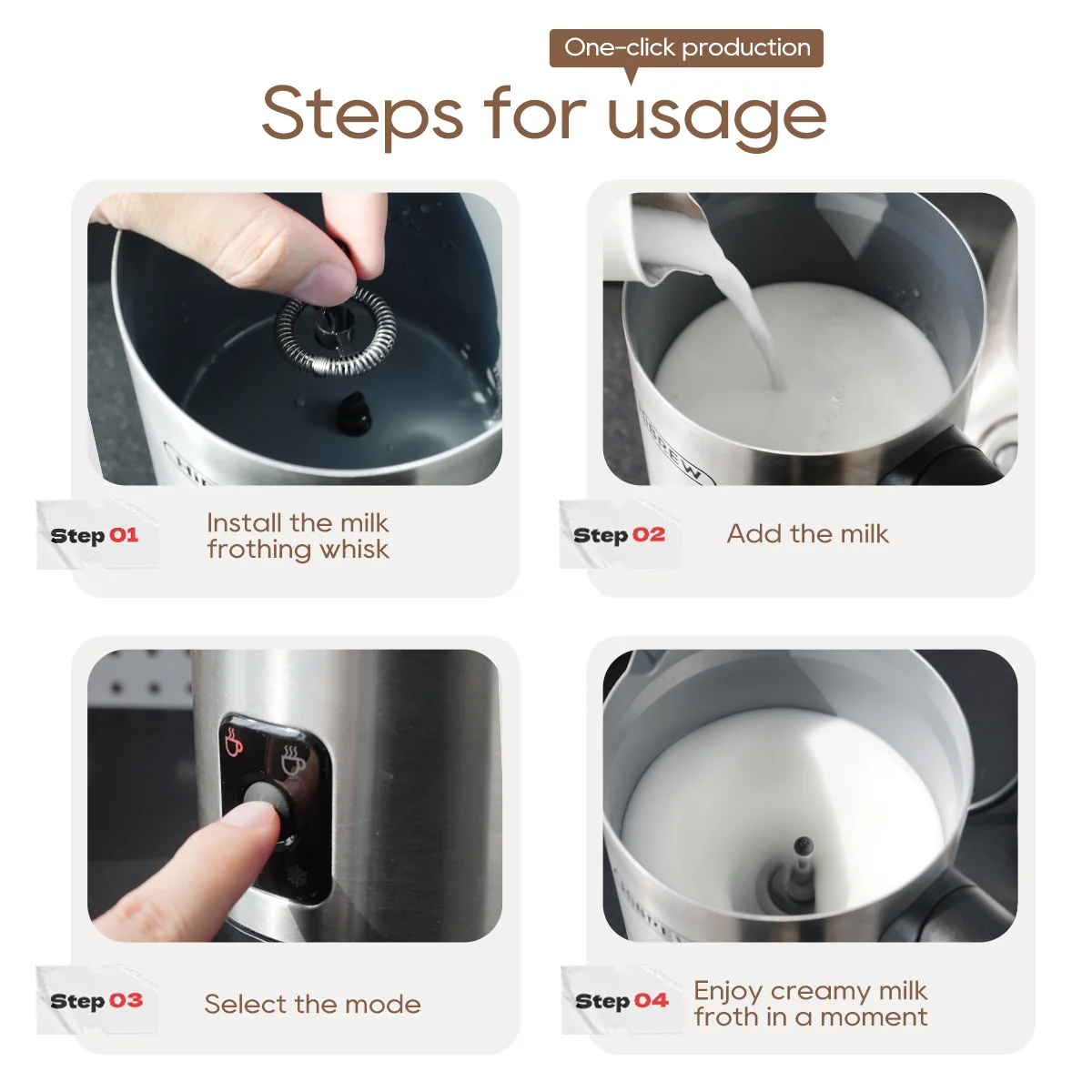 HiBREW 4 in 1 Milk Frother Fully automatic Milk Warmer M3A - Image 8