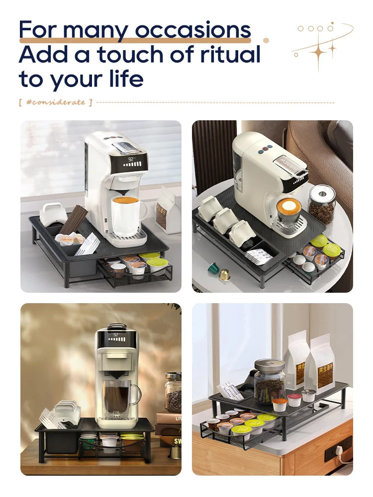 HiBREW Multi-functional Coffee Capsule Holder & Organizer Drawer for Nespresso, Dolce Gusto, K-Cup | Metal Coffee Machine Base Stand - Image 4