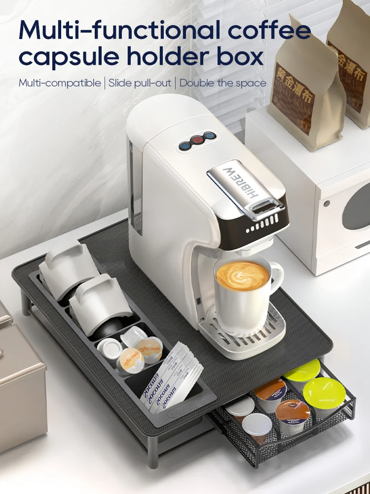 HiBREW Multi-functional Coffee Capsule Holder & Organizer Drawer for Nespresso, Dolce Gusto, K-Cup | Metal Coffee Machine Base Stand - Image 5