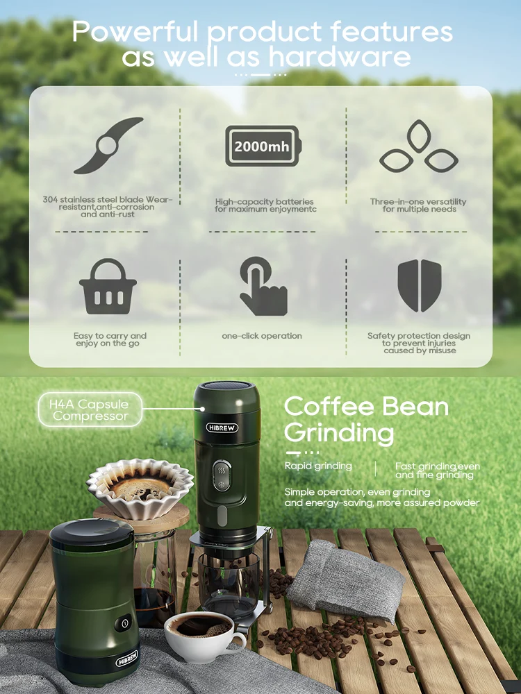 HiBREW Portable 3in1 Electric Coffee Grinder 2000mAh G2 - Image 8