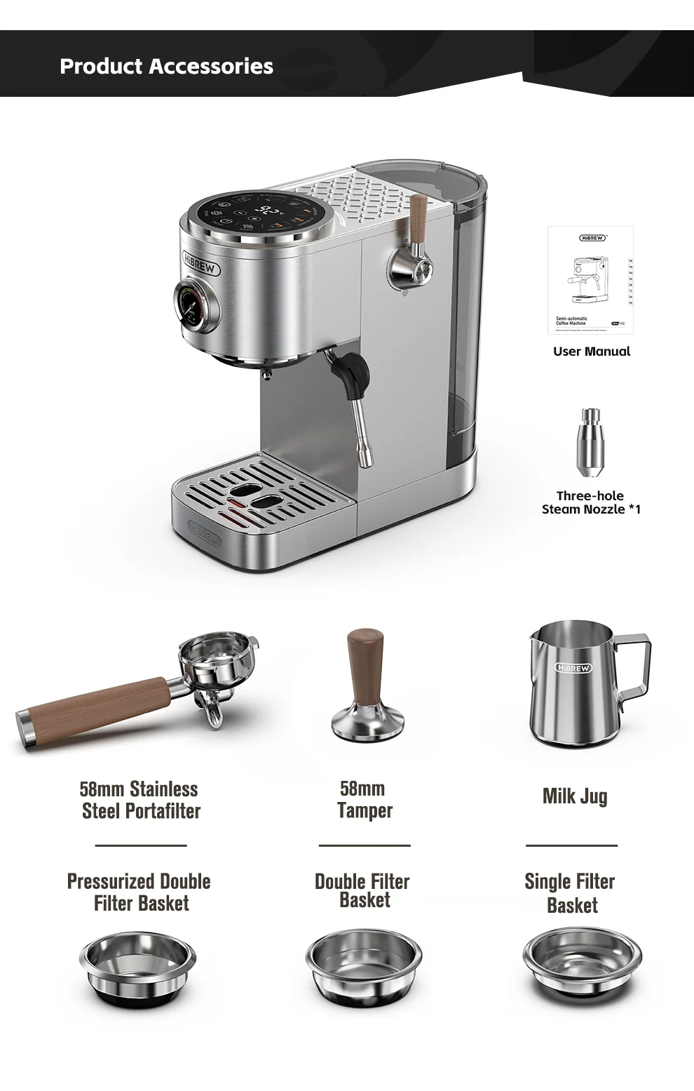 HiBREW Dual Boiler Espresso Machine with Intuitive Touchscreen H13 - Image 6